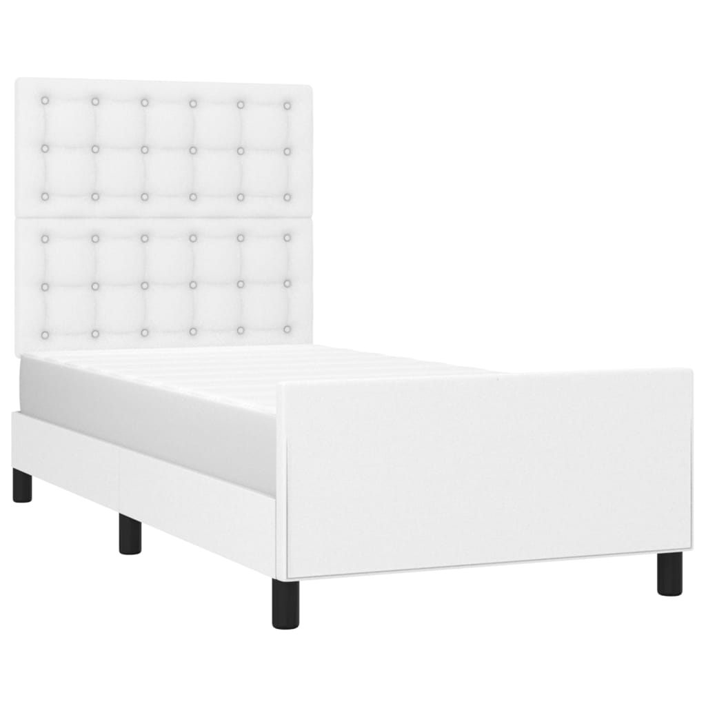sengeramme med sengegavl 90x200 cm kunstlæder hvid