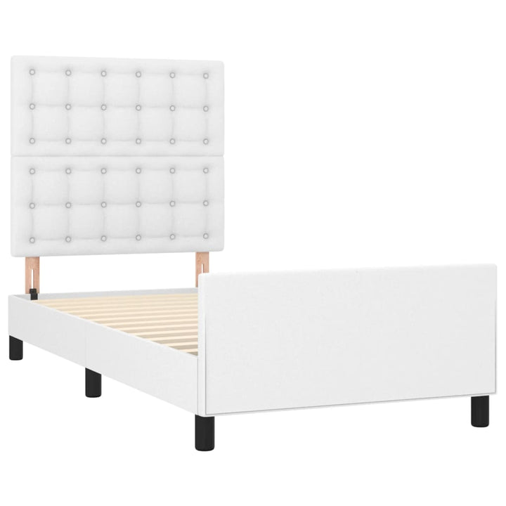 sengeramme med sengegavl 100x200 cm kunstlæder hvid
