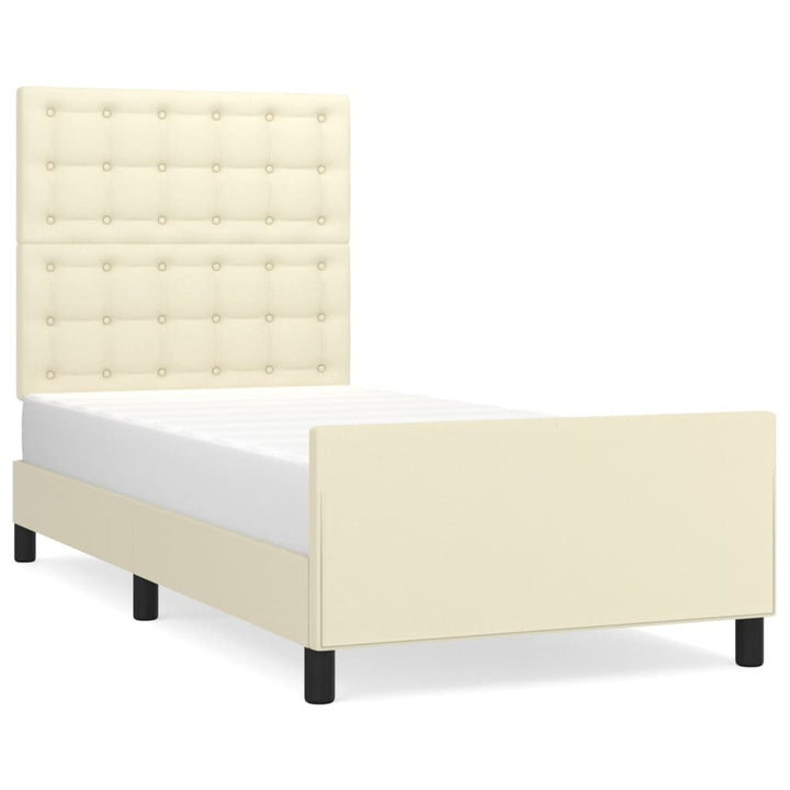 sengeramme med sengegavl 100x200 cm kunstlæder cremefarvet