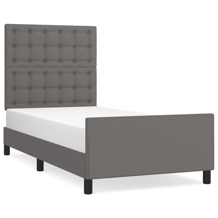 sengeramme med sengegavl 100x200 cm kunstlæder grå