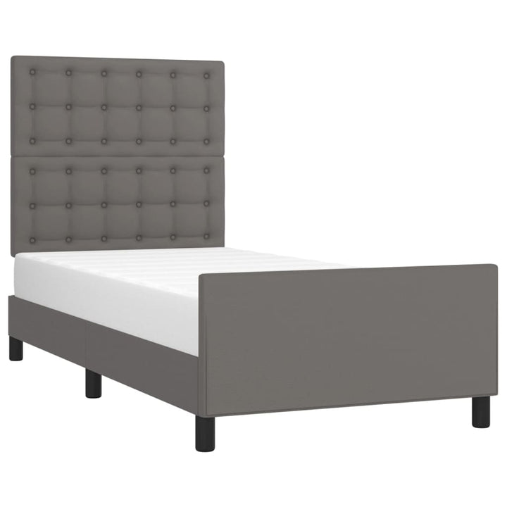 sengeramme med sengegavl 100x200 cm kunstlæder grå