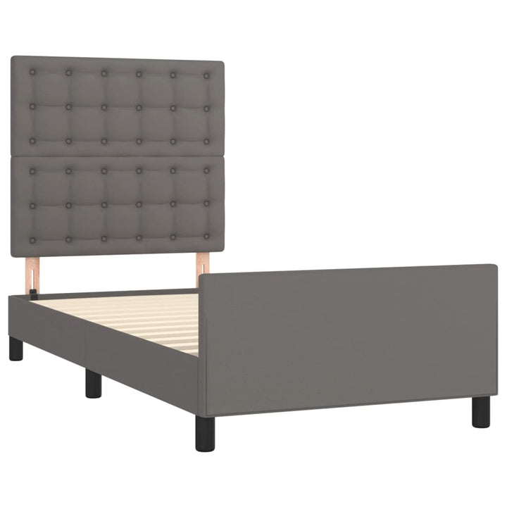 sengeramme med sengegavl 100x200 cm kunstlæder grå