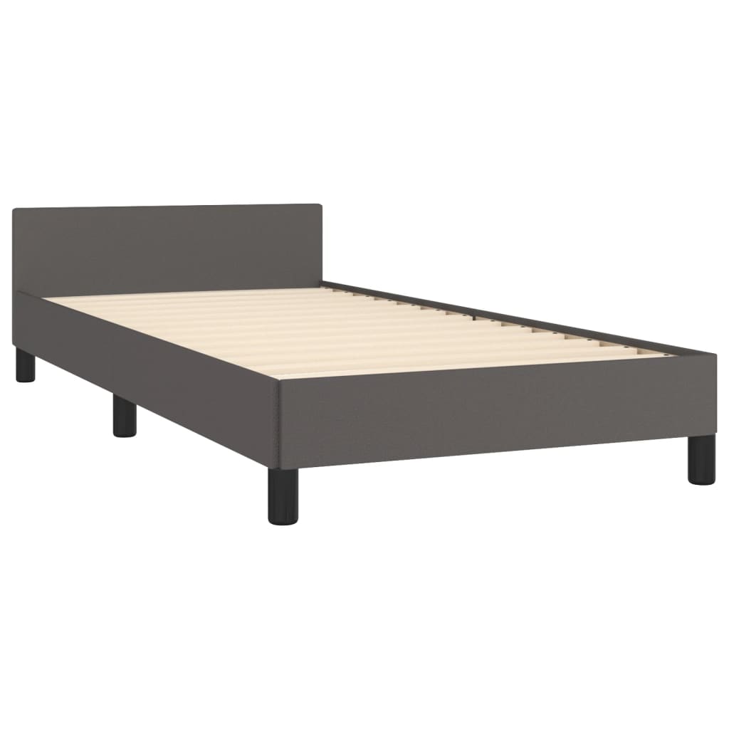 sengeramme med sengegavl 100x200 cm kunstlæder grå