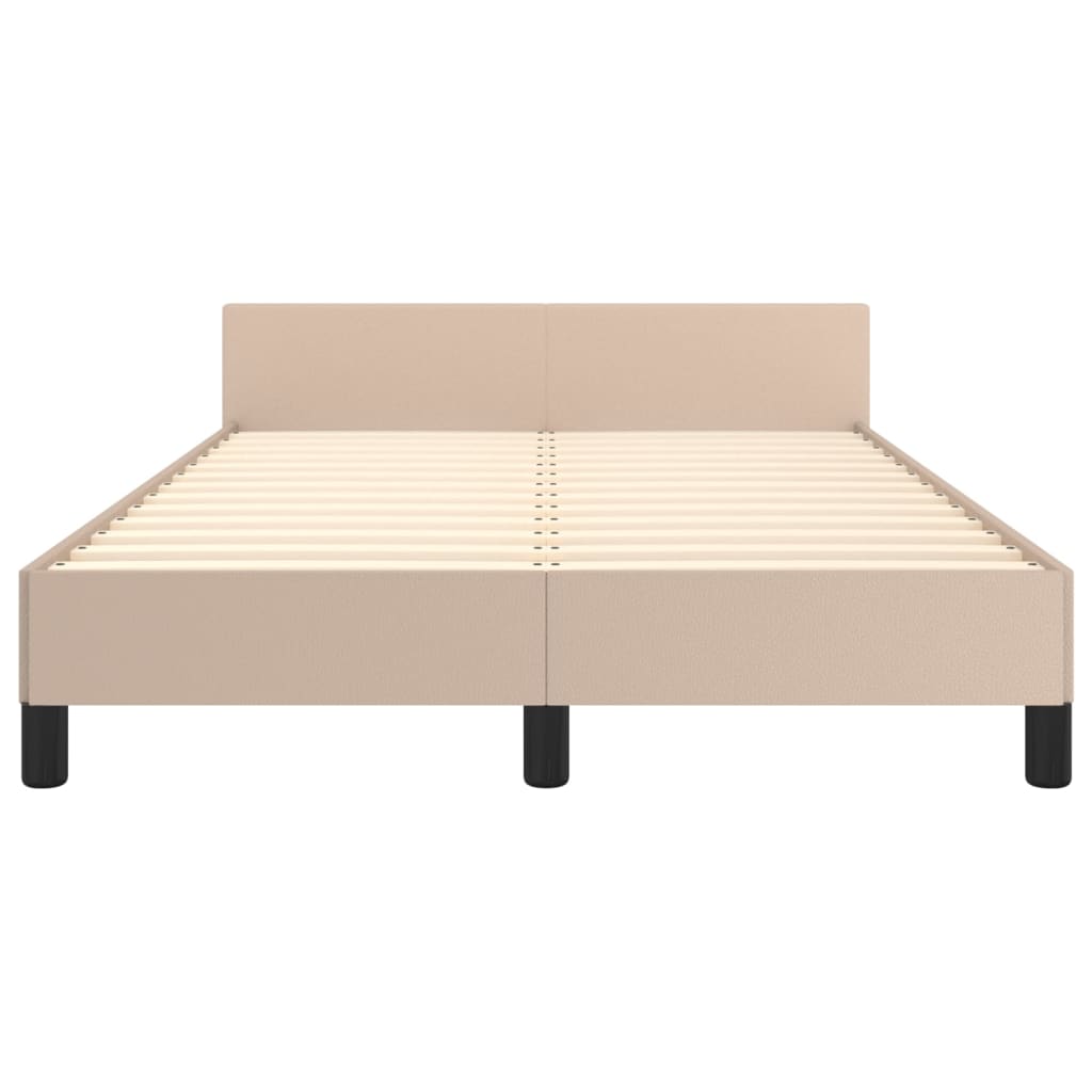sengeramme med sengegavl 120x200 cm kunstlæder cappuccinofarvet