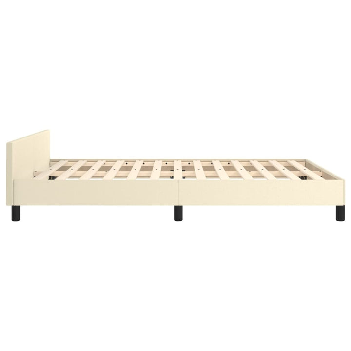 sengeramme med sengegavl 140x190 cm kunstlæder cremefarvet