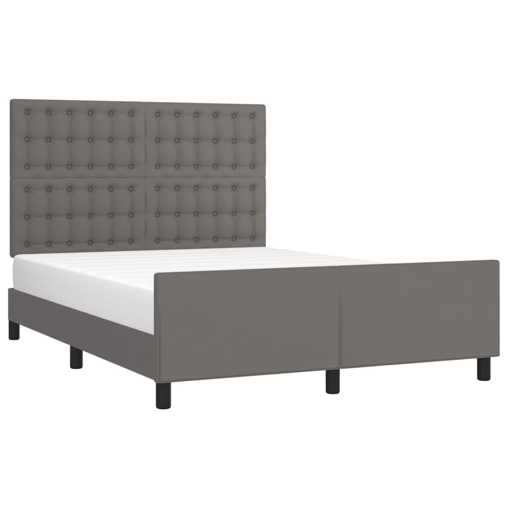 sengeramme med sengegavl 140x190 cm kunstlæder grå