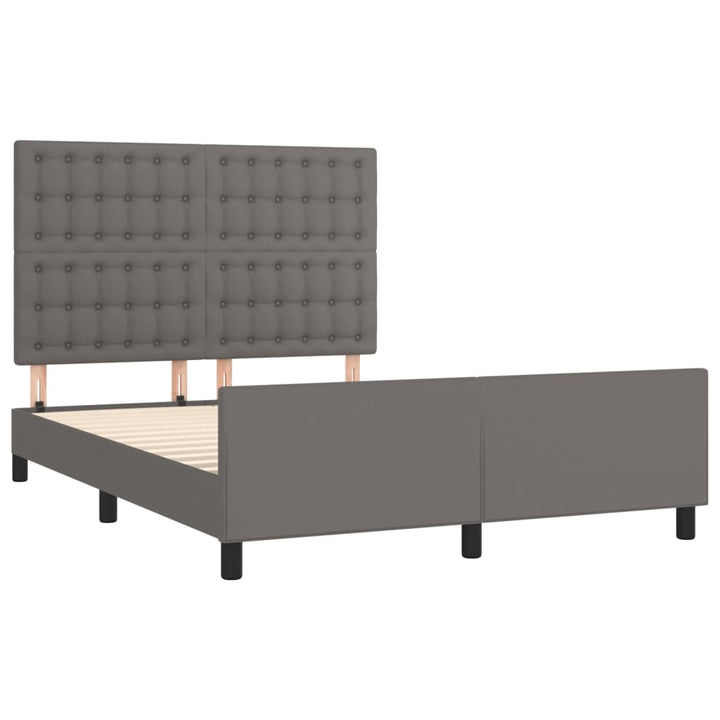 sengeramme med sengegavl 140x190 cm kunstlæder grå