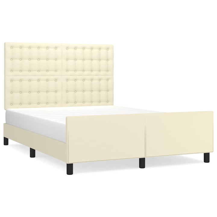 sengeramme med sengegavl 140x200 cm kunstlæder cremefarvet