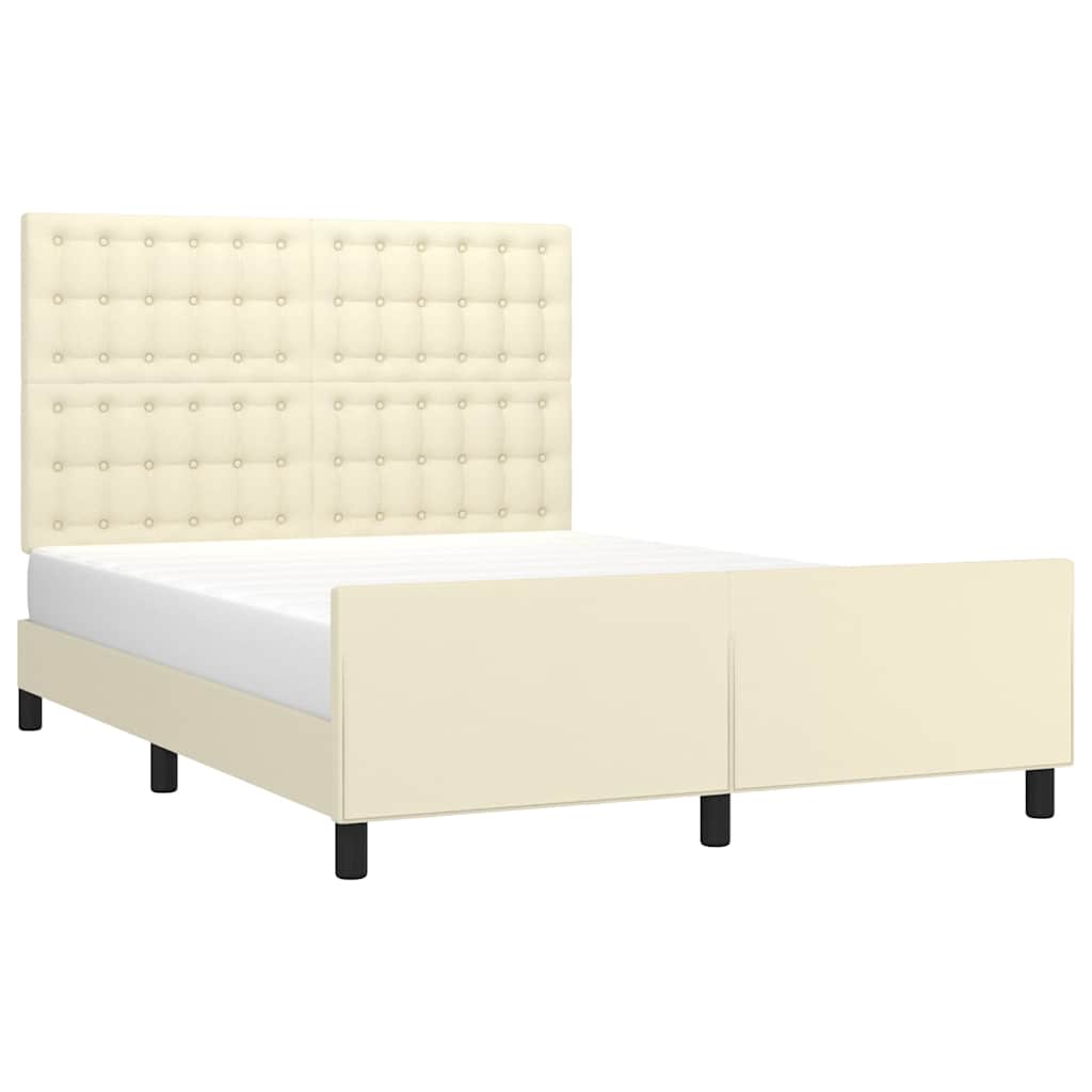 sengeramme med sengegavl 140x200 cm kunstlæder cremefarvet