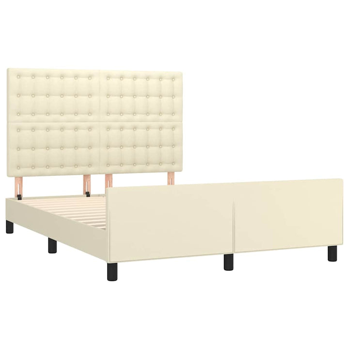 sengeramme med sengegavl 140x200 cm kunstlæder cremefarvet
