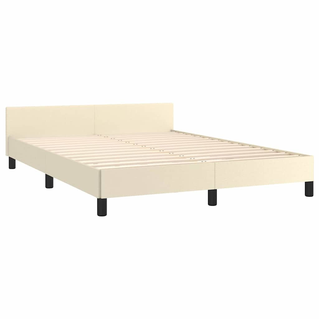 sengeramme med sengegavl 140x200 cm kunstlæder cremefarvet