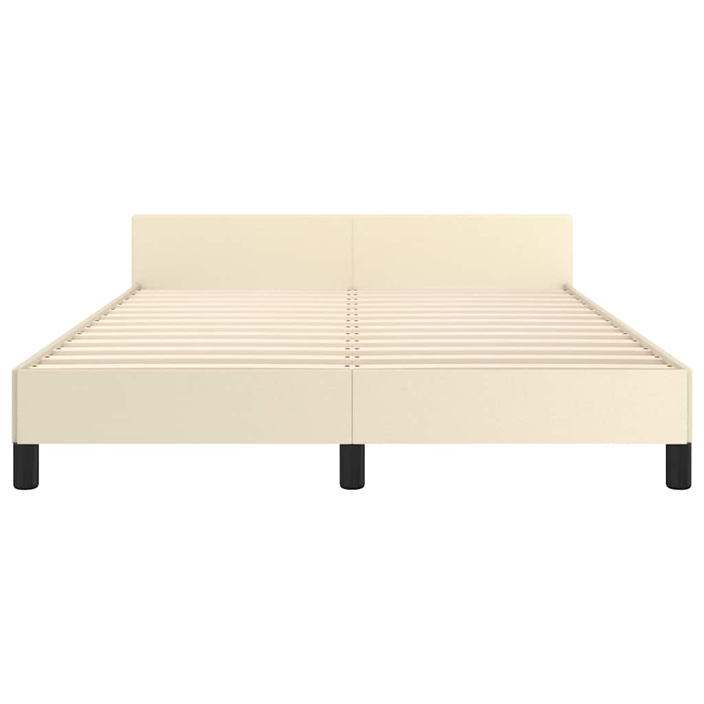 sengeramme med sengegavl 140x200 cm kunstlæder cremefarvet