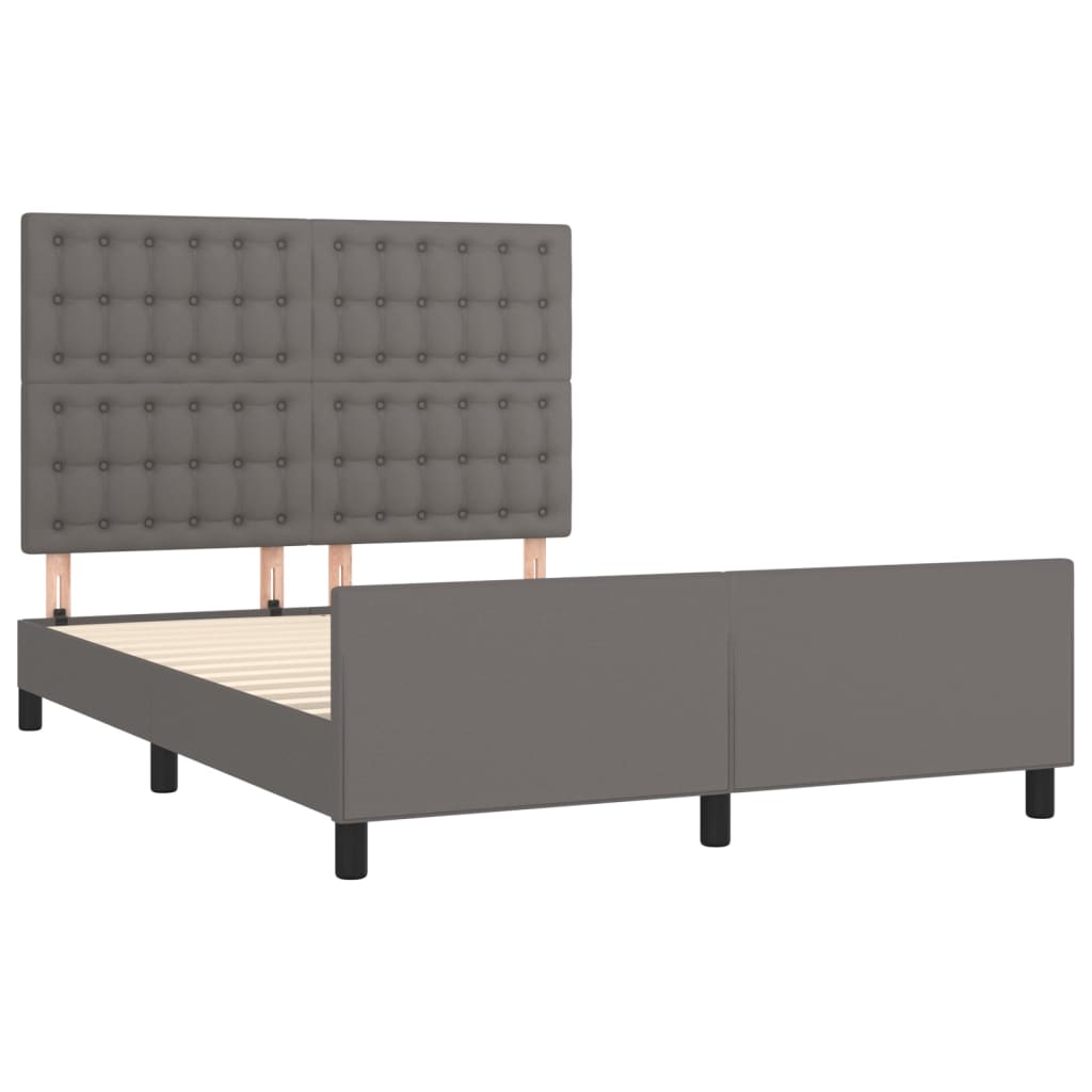 sengeramme med sengegavl 140x200 cm kunstlæder grå