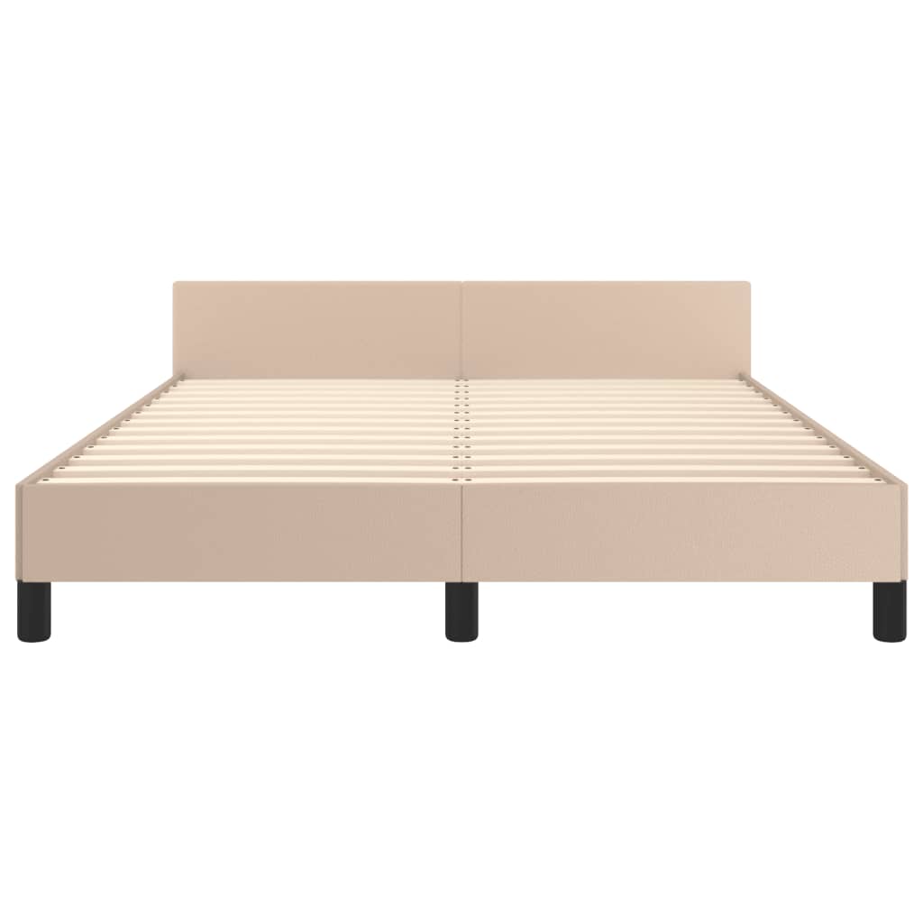 sengeramme med sengegavl 140x200 cm kunstlæder cappuccinofarvet