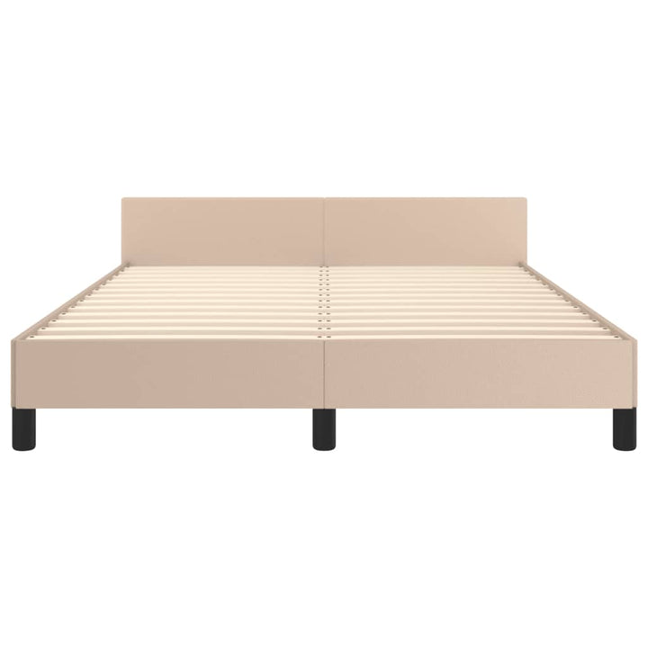 sengeramme med sengegavl 140x200 cm kunstlæder cappuccinofarvet