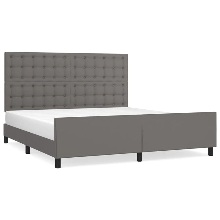 sengeramme med sengegavl 160x200 cm kunstlæder grå