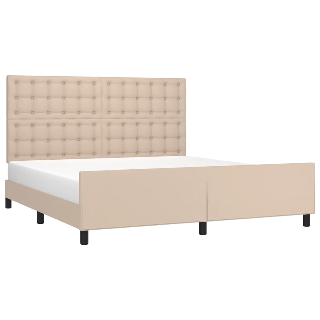 sengeramme med sengegavl 160x200 cm kunstlæder cappuccinofarvet