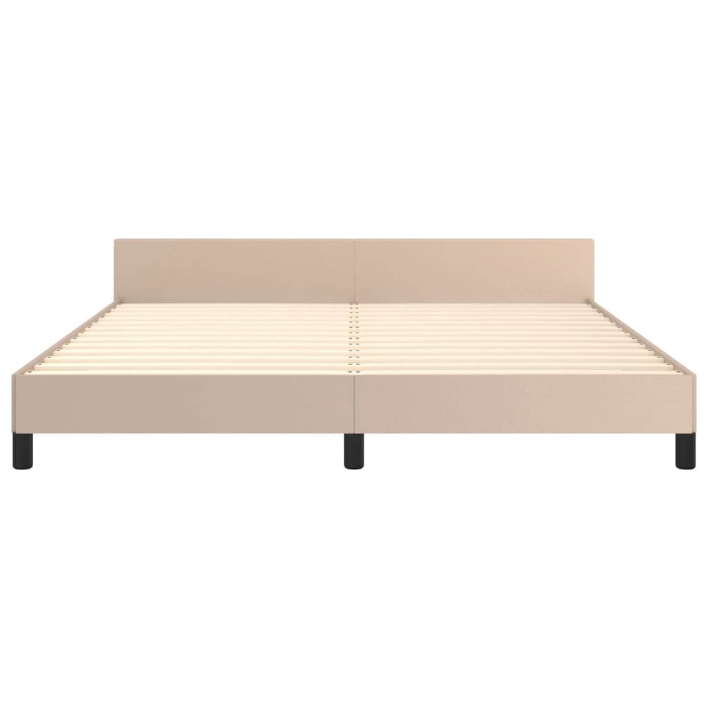 sengeramme med sengegavl 160x200 cm kunstlæder cappuccinofarvet