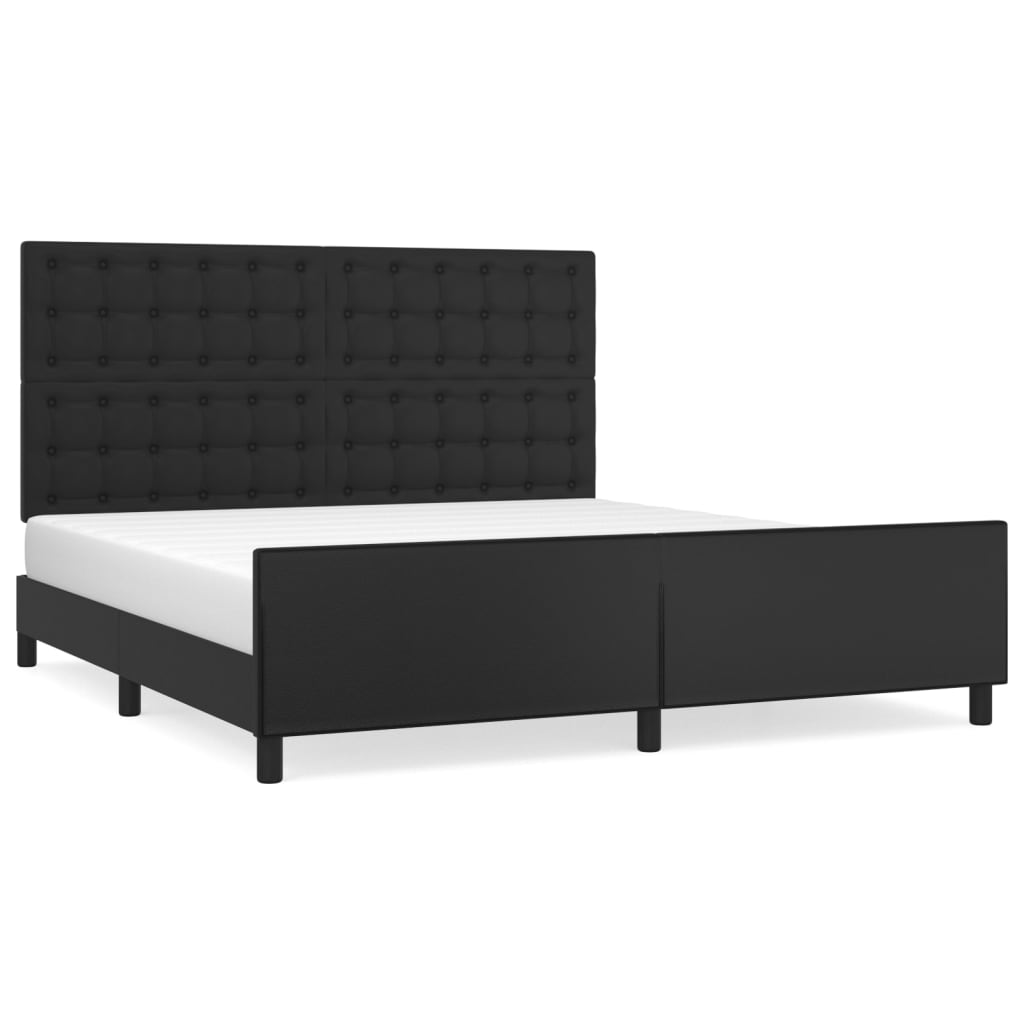 sengeramme med sengegavl 180x200 cm kunstlæder sort
