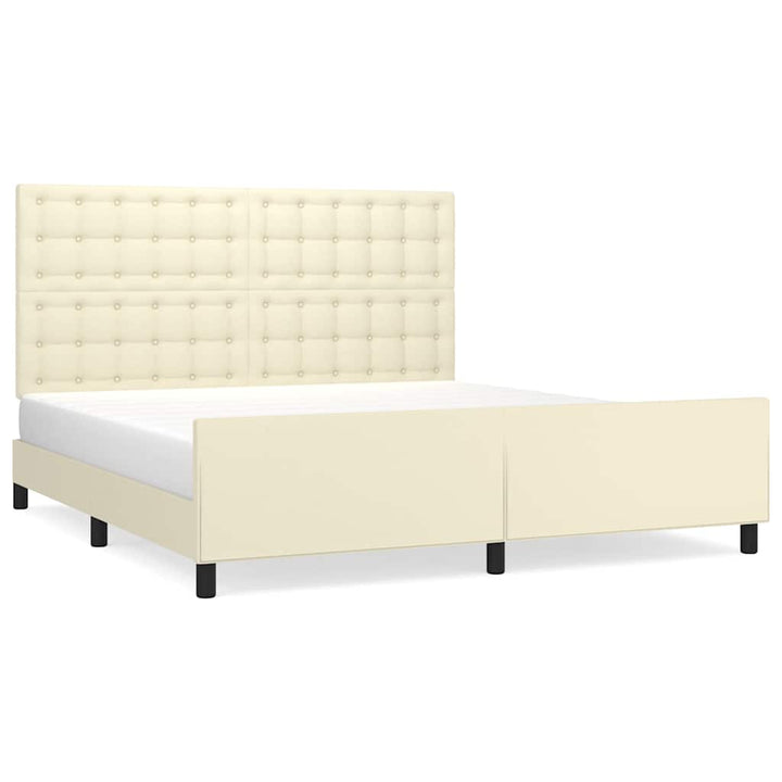 sengeramme med sengegavl 180x200 cm kunstlæder cremefarvet