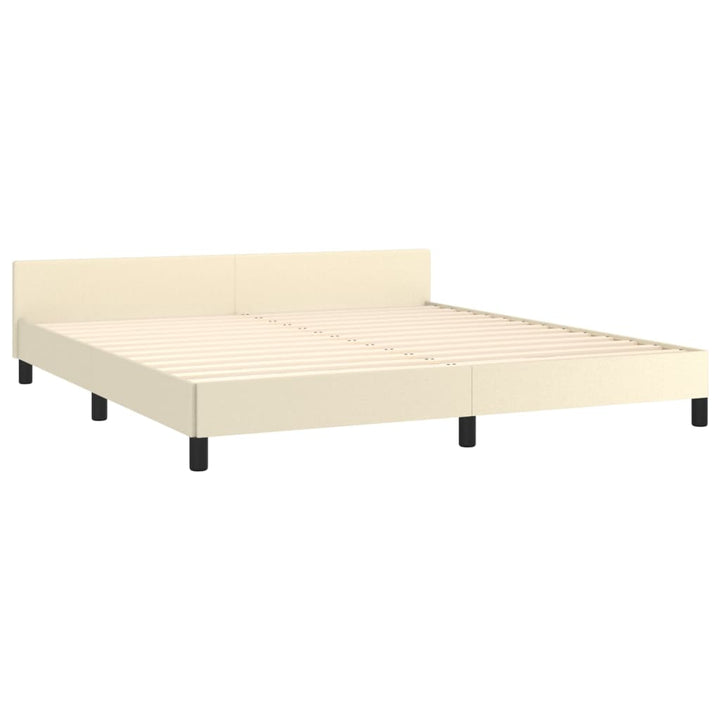 sengeramme med sengegavl 180x200 cm kunstlæder cremefarvet