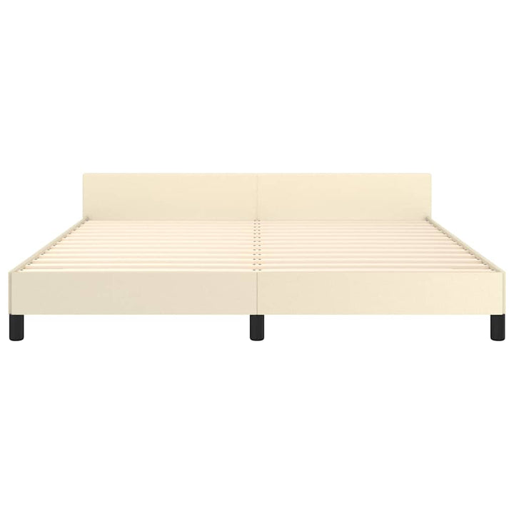 sengeramme med sengegavl 180x200 cm kunstlæder cremefarvet