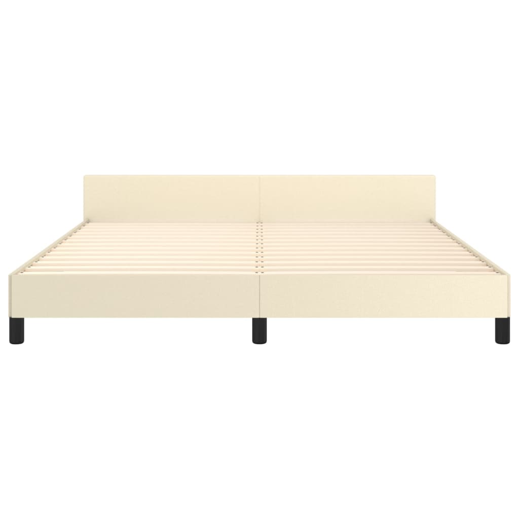 sengeramme med sengegavl 180x200 cm kunstlæder cremefarvet