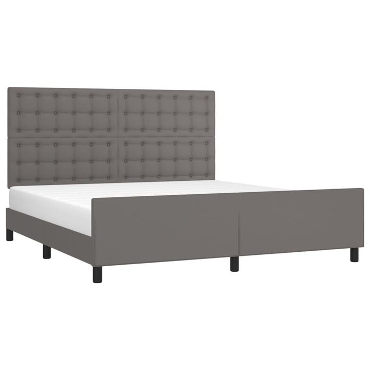 sengeramme med sengegavl 180x200 cm kunstlæder grå