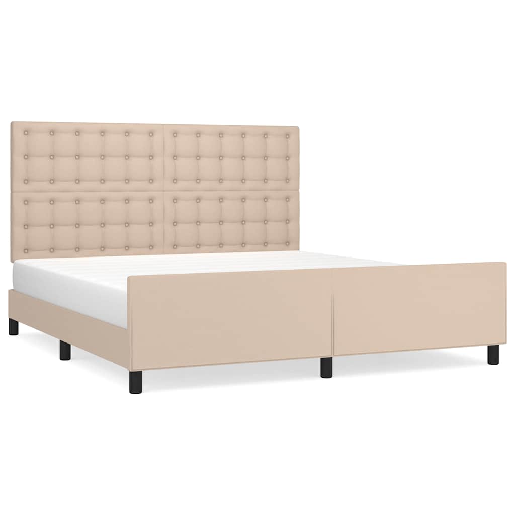 sengeramme med sengegavl 180x200 cm kunstlæder cappuccinofarvet