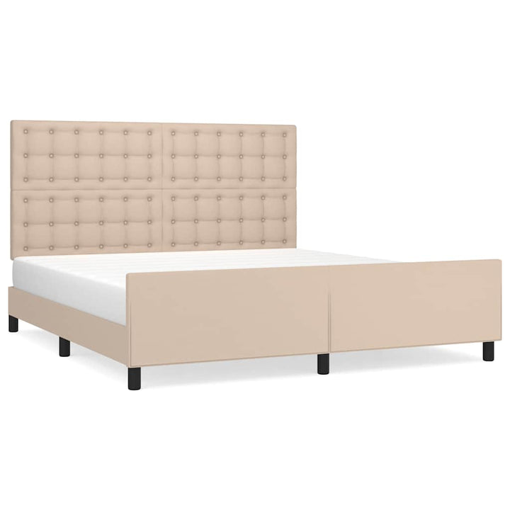 sengeramme med sengegavl 180x200 cm kunstlæder cappuccinofarvet
