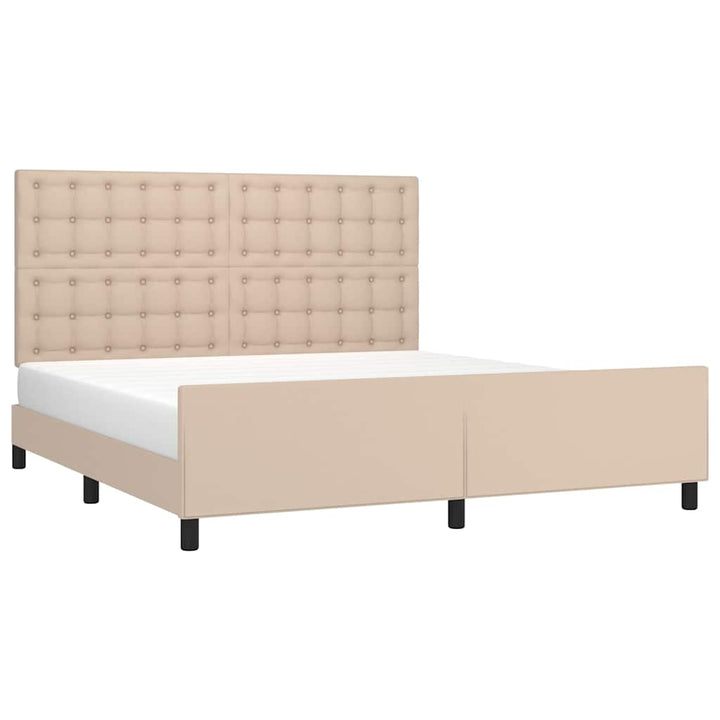 sengeramme med sengegavl 180x200 cm kunstlæder cappuccinofarvet