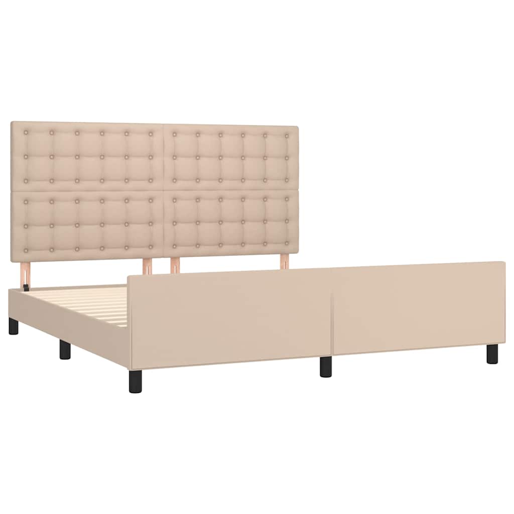 sengeramme med sengegavl 180x200 cm kunstlæder cappuccinofarvet