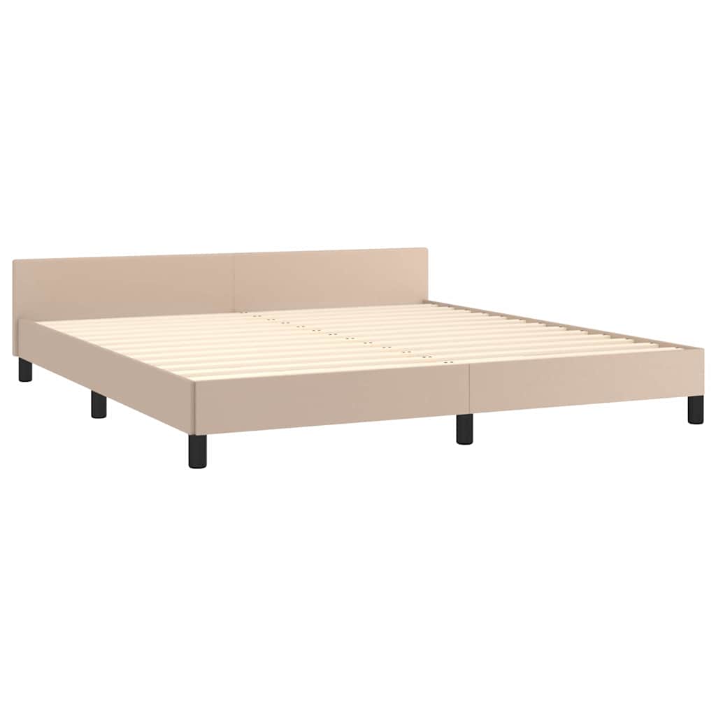 sengeramme med sengegavl 180x200 cm kunstlæder cappuccinofarvet