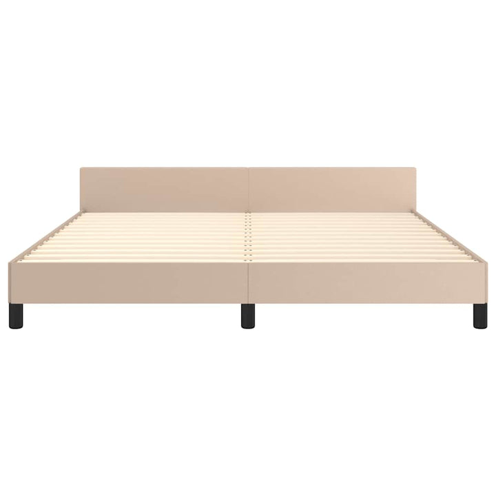 sengeramme med sengegavl 180x200 cm kunstlæder cappuccinofarvet