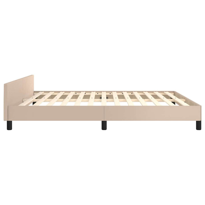 sengeramme med sengegavl 180x200 cm kunstlæder cappuccinofarvet