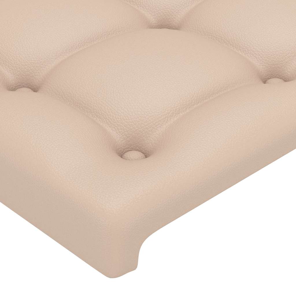 sengeramme med sengegavl 180x200 cm kunstlæder cappuccinofarvet