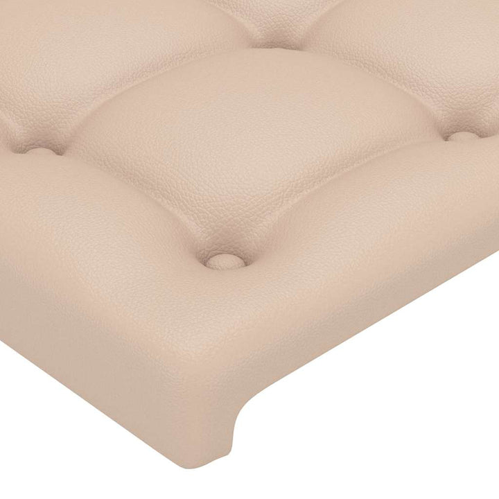 sengeramme med sengegavl 180x200 cm kunstlæder cappuccinofarvet