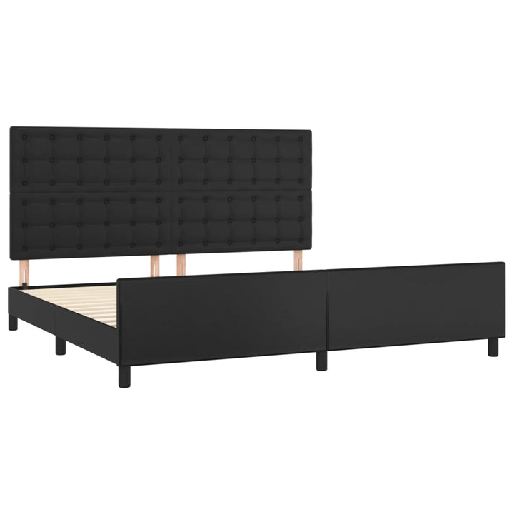 sengeramme med sengegavl 200x200 cm kunstlæder sort