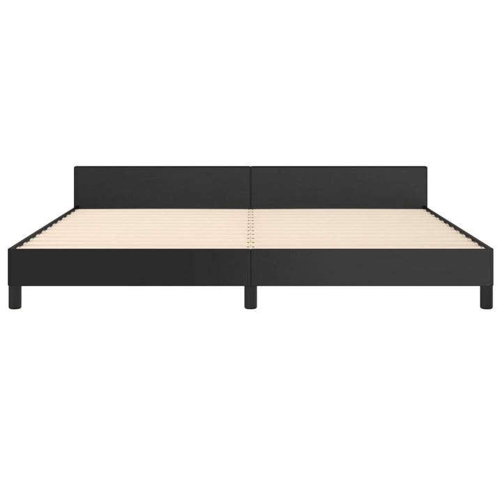 sengeramme med sengegavl 200x200 cm kunstlæder sort