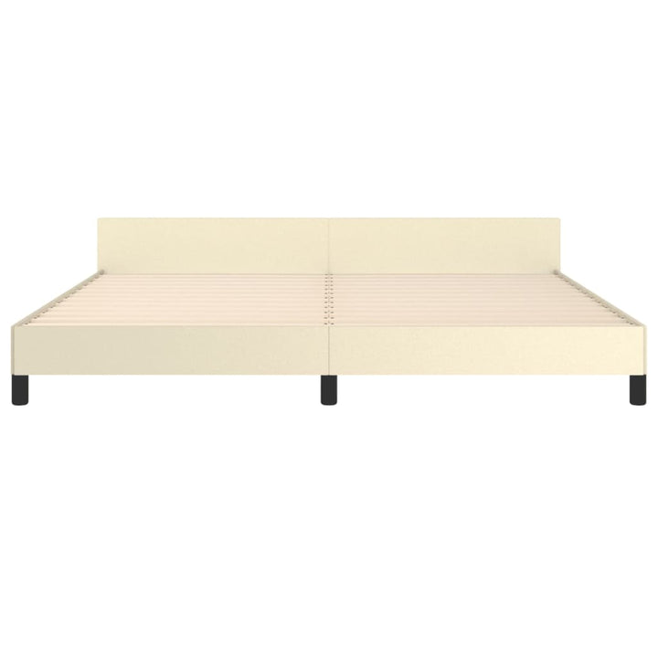 sengeramme med sengegavl 200x200 cm kunstlæder cremefarvet