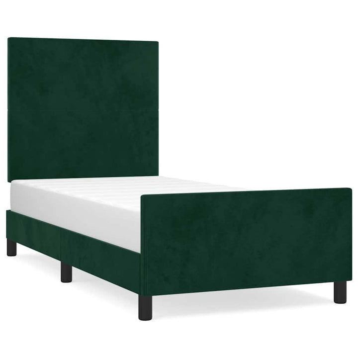 Sengeramme uden madras Mørkegrøn 80x200 cm Fløjl