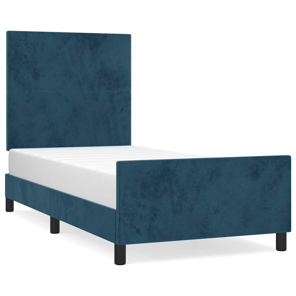 Sengeramme uden madras Mørkeblå 80x200 cm Fløjl