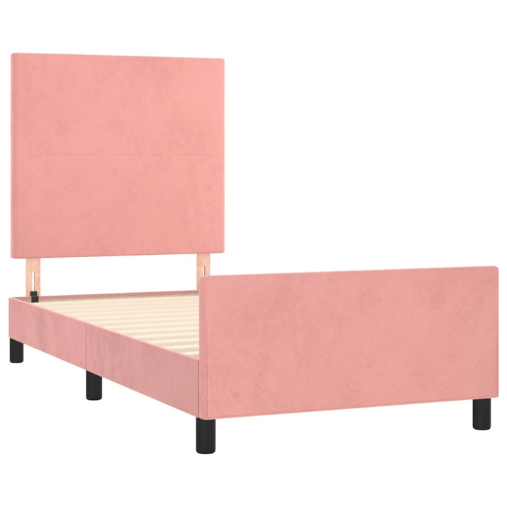 sengeramme med sengegavl 80x200 cm fløjl lyserød