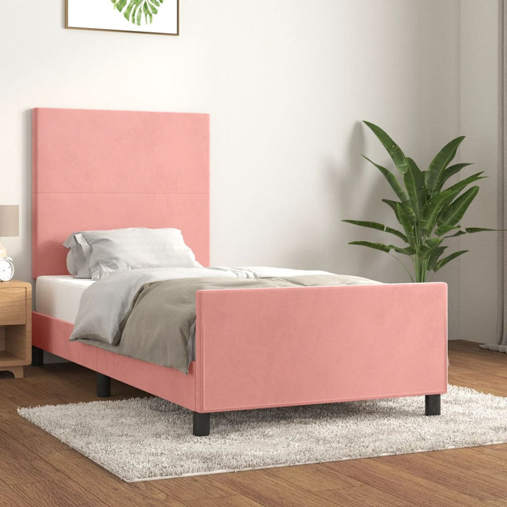 sengeramme med sengegavl 80x200 cm fløjl lyserød
