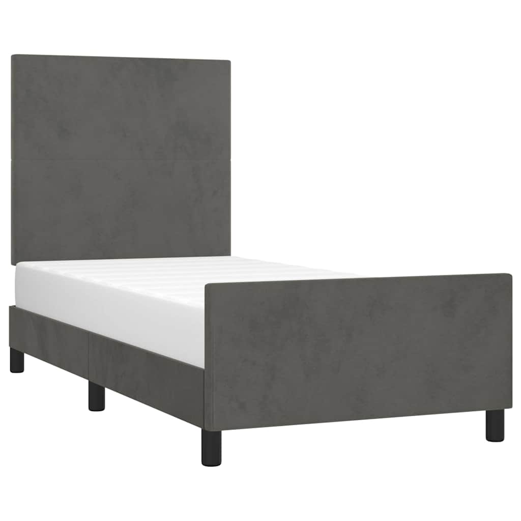 Sengeramme uden madras Mørkegrå 90x190 cm Fløjl
