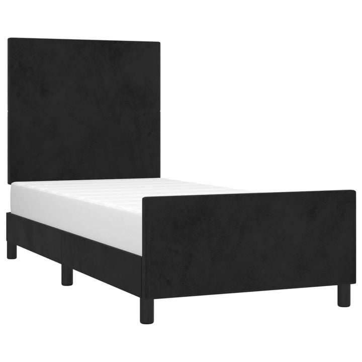sengeramme med sengegavl 90x190 cm fløjl sort