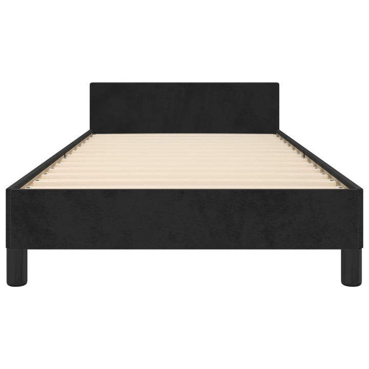 sengeramme med sengegavl 90x190 cm fløjl sort