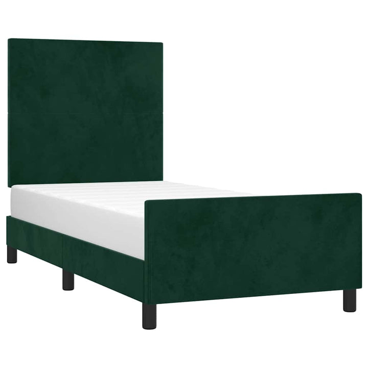 Sengeramme uden madras Mørkegrøn 90x190 cm Fløjl