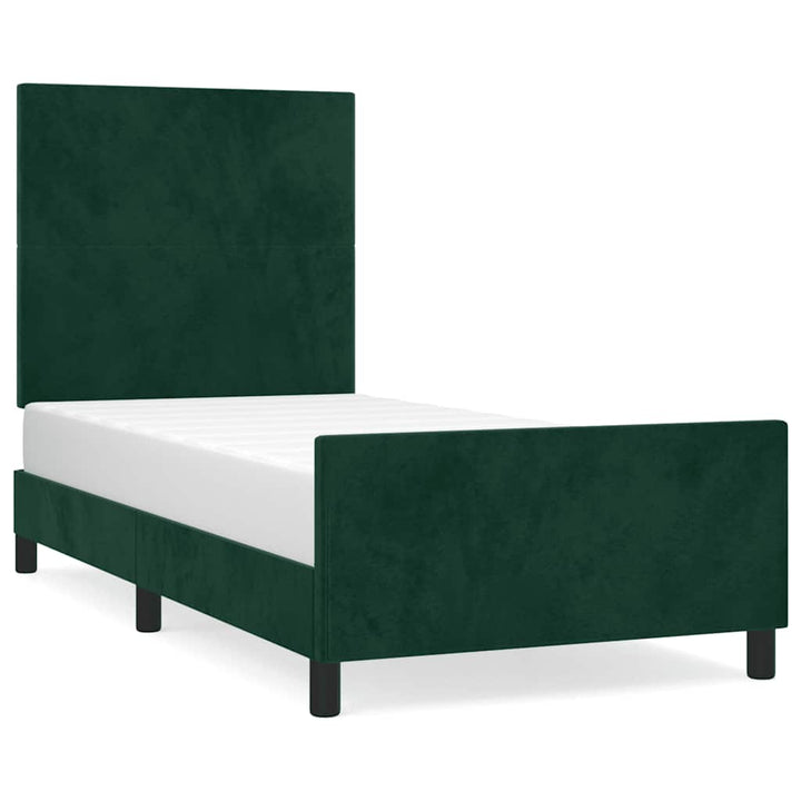 Sengeramme uden madras Mørkegrøn 90x200 cm Fløjl