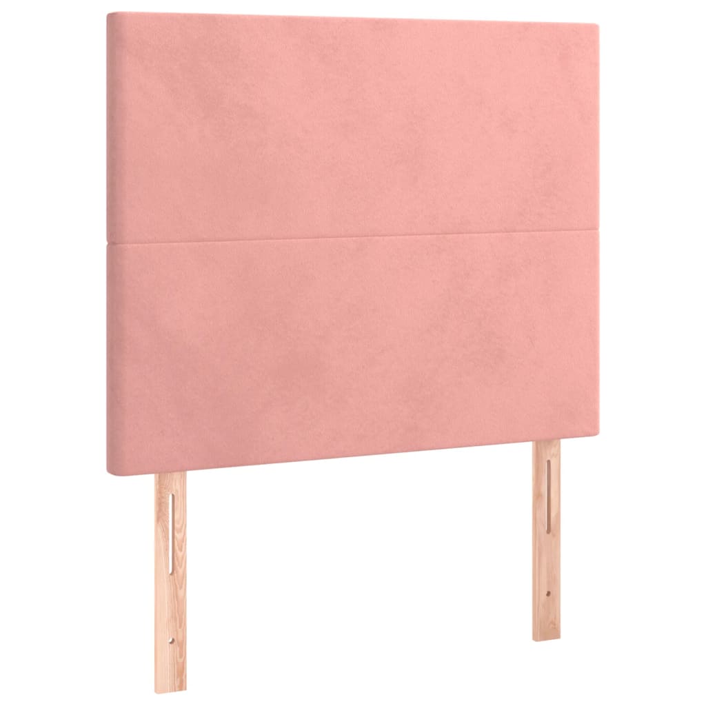 sengeramme med sengegavl 90x200 cm fløjl lyserød